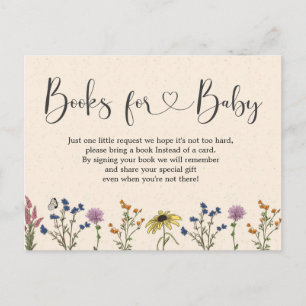 boeken voor Baby shower van wilde bloemen, voor B Uitnodiging Briefkaart