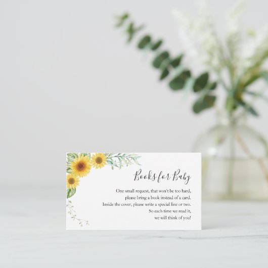 Boeken voor Baby shower Zonnebloemen Behuizing Kaa Informatiekaartje (Staand voorkant)