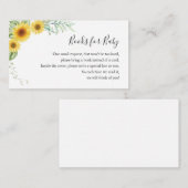 Boeken voor Baby shower Zonnebloemen Behuizing Kaa Informatiekaartje (Voorkant / Achterkant)