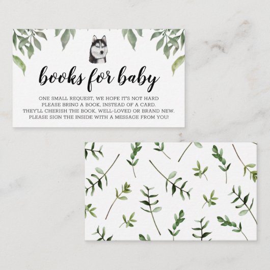 Boeken voor Baby Siberian Husky Boho Greenery Informatiekaartje (Voorkant / Achterkant)