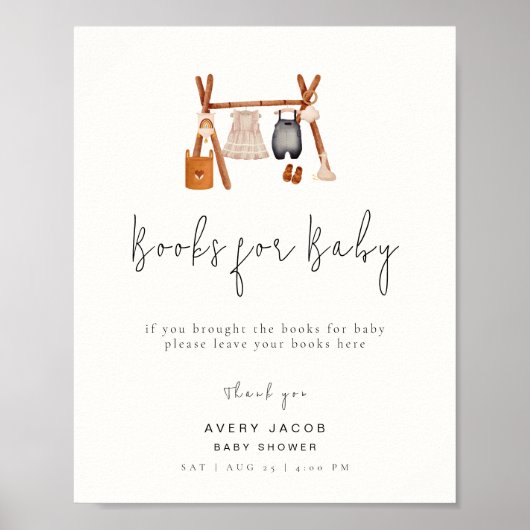 Boeken voor Baby Sign | Boho Kleding Baby shower Poster (Voorkant)