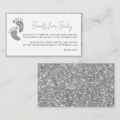 Boeken voor Baby Silver Glitter Baby shower Informatiekaartje (Voorkant / Achterkant)
