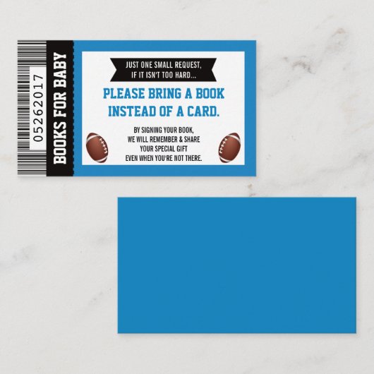 Boeken voor Baby, Sport, Football Baby shower Informatiekaartje (Voorkant / Achterkant)