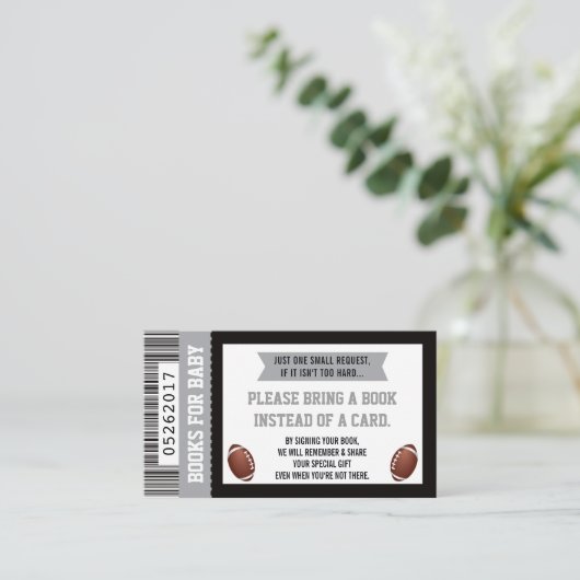 Boeken voor Baby, Sport, Football Baby shower Informatiekaartje (Staand voorkant)