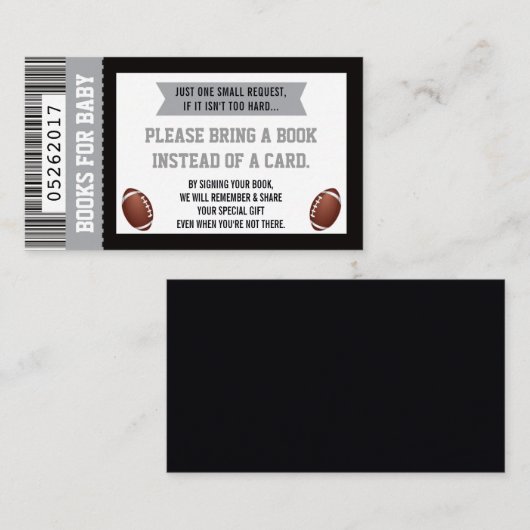 Boeken voor Baby, Sport, Football Baby shower Informatiekaartje (Voorkant / Achterkant)