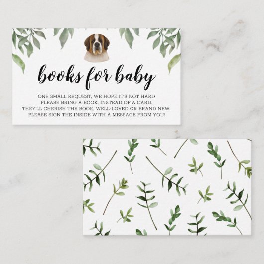 Boeken voor Baby St. Bernard Boho Greenery Informatiekaartje (Voorkant / Achterkant)