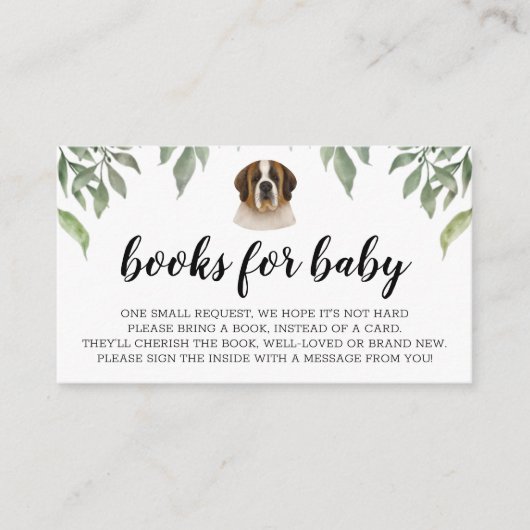Boeken voor Baby St. Bernard Boho Greenery Informatiekaartje (Voorkant)