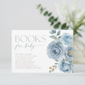 Boeken voor Baby stoffige blauwe bloemen rozen Informatiekaartje (Staand voorkant)