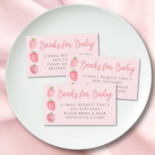 Boeken voor baby Strawberry baby shower Informatiekaartje