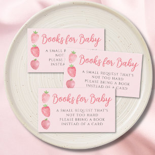 Boeken voor baby Strawberry baby shower roze Informatiekaartje