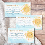 Boeken voor Baby Sun Boy's Baby shower Informatiekaartje<br><div class="desc">Deze Boeken voor Baby Boy's Baby shower bijsluiterkaarten zijn versierd met een waterverf gele zon en blauwe lucht. De tekst kan worden aangepast. Omdat we ons kunstwerk creëer,  zult u dit exacte afbeelding van andere ontwerpers niet vinden. Originele Waterverf © Michele Davies.</div>