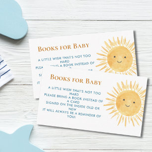 Boeken voor Baby Sun Boy's Baby shower Informatiekaartje