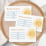 Boeken voor Baby Sun Boy's Baby shower Informatiekaartje<br><div class="desc">Deze Boeken voor Baby Boy's Baby shower behuizing kaarten zijn versierd met een geel waterverf zon en blauw typografie. De tekst is aanpasbaar. Originele Waterverf © Michele Davies.</div>