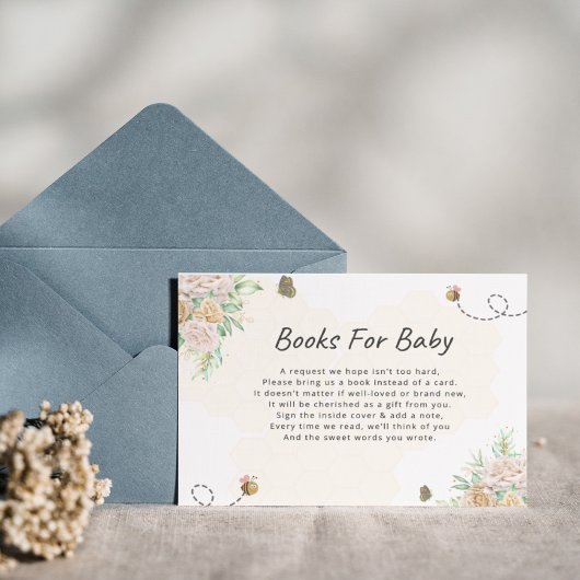 Boeken voor Baby Sweet as can Bee honey Baby showe Informatiekaartje