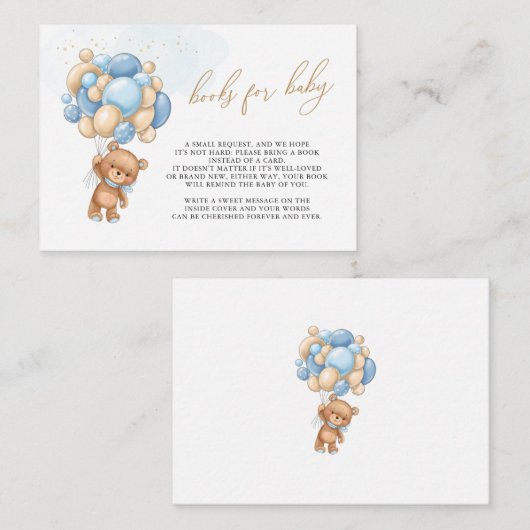 Boeken voor Baby Teddy Bear Blue Balloons Enclosur Informatiekaartje (Voorkant / Achterkant)