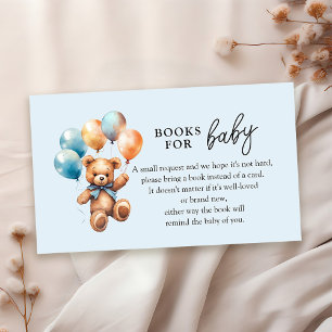 Boeken voor Baby Teddy Bear Boy Baby shower Informatiekaartje