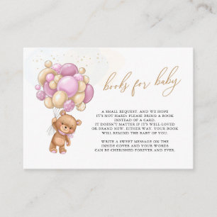 Boeken voor Baby Teddy Bear Pink Balloons Enclosur Informatiekaartje