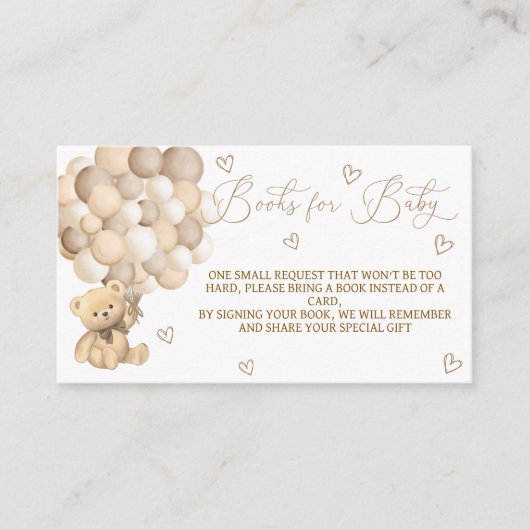 Boeken voor Baby Teddy Bear Theme Informatiekaartje (Voorkant)