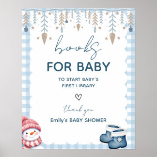 Boeken voor baby teken Winter baby shower Poster