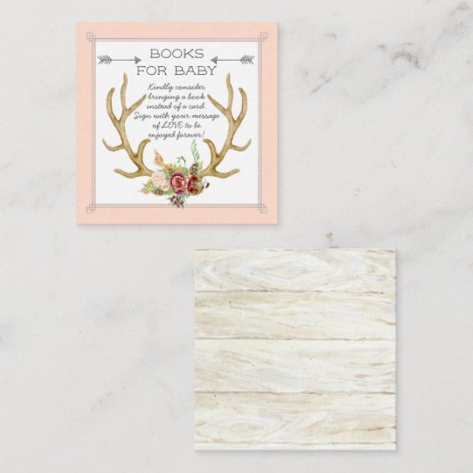 Boeken voor Baby Ticket Boho Deer Antler Blush Roz (Voorkant / Achterkant)