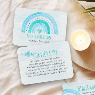 Boeken voor Baby Turquoise Rainbow Baby shower Informatiekaartje