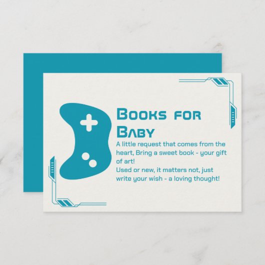 Boeken voor Baby Video Game Controller Baby shower Informatiekaartje (Voorkant / Achterkant)