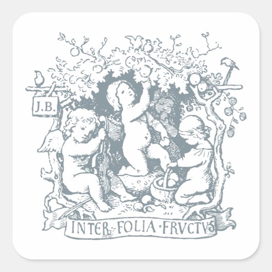 Boeken voor Baby Vintage Initialen Vierkante Sticker (Voorkant)