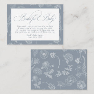 Boeken voor Baby Vintage Stof Blauw Baby Shower Informatiekaartje