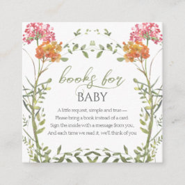 Boeken voor Baby Weide Bloemen Baby Shower Informatiekaartje