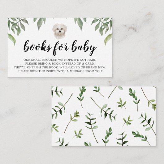 Boeken voor Baby White Maltese Dog Boho Greenery Informatiekaartje (Voorkant / Achterkant)