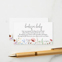 Boeken voor Baby Wildbloemen Baby shower Informatiekaartje