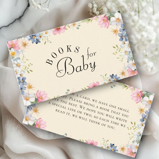 Boeken voor Baby! wilde-bloem-Baby shower Informatiekaartje