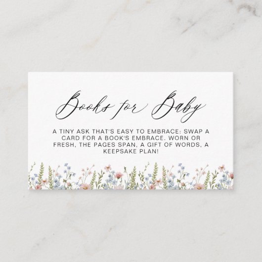 Boeken voor Baby Wildflower Kleurrijk Baby shower Informatiekaartje (Voorkant)