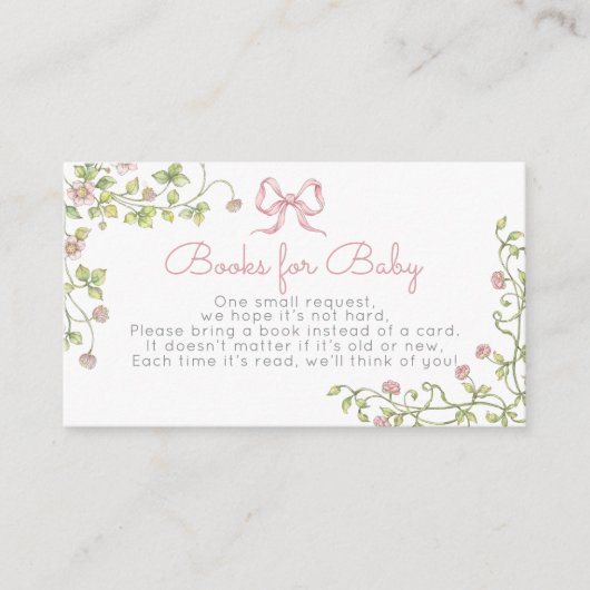 Boeken voor baby Wildflower pink Bow  Informatiekaartje (Voorkant)