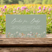 Boeken voor Baby Wildflower Sage Green Baby shower Informatiekaartje