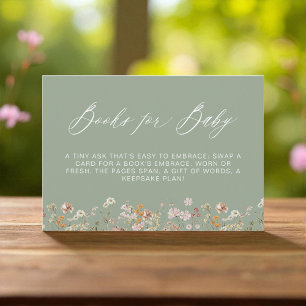 Boeken voor Baby Wildflower Sage Green Baby shower Kaart
