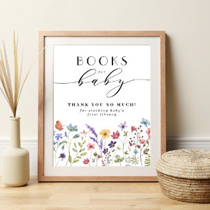 Boeken voor baby wildflower spring baby shower poster