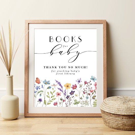 Boeken voor baby wildflower spring baby shower poster