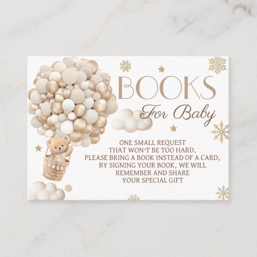 Boeken voor Baby Winter Beer Baby shower Informatiekaartje (Voorkant)