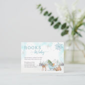 Boeken voor Baby Winter Woodland Blue Baby shower Informatiekaartje (Staand voorkant)