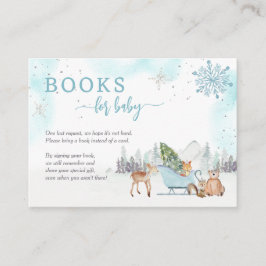 Boeken voor Baby Winter Woodland Blue Baby shower Informatiekaartje