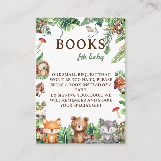 Boeken voor Baby Woodland Botanical Baby shower Informatiekaartje (Voorkant)
