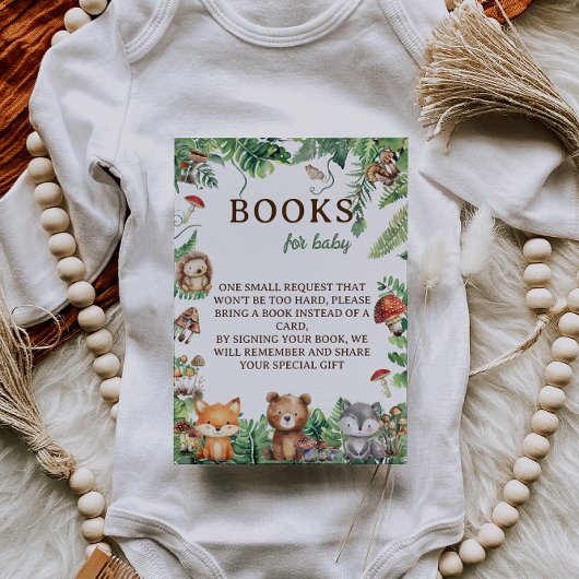 Boeken voor Baby Woodland Botanical Baby shower Informatiekaartje