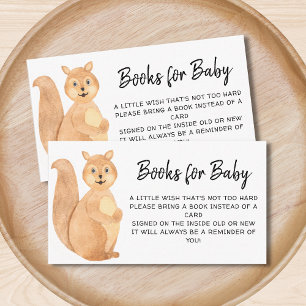 Boeken voor Baby Woodland Squirrel Baby shower Enc Informatiekaartje