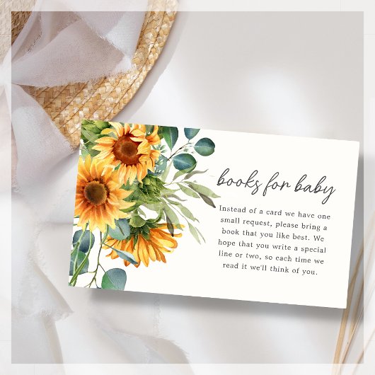 Boeken voor Baby | Zonnebloem Baby shower Informatiekaartje