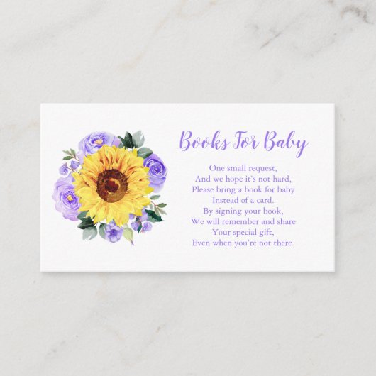 Boeken voor Baby Zonnebloem Paarse Bloemen Baby sh Informatiekaartje (Voorkant)