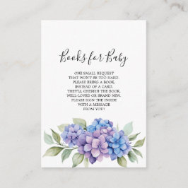 Boeken voor Babykaart met Blauwe Hortensia Informatiekaartje
