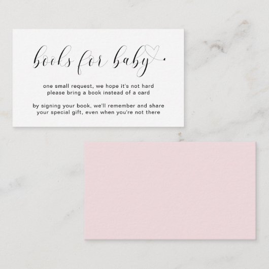 Boeken voor babymeisje Roze Eenvoudig Baby shower Informatiekaartje (Voorkant / Achterkant)