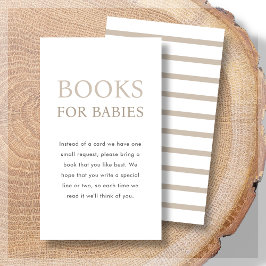 Boeken voor baby's | Beige Neutral Twin Baby showe Informatiekaartje