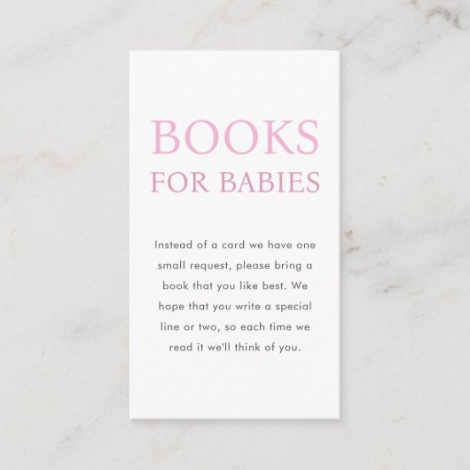 Boeken voor baby's | Pink Twin Baby shower Informatiekaartje (Voorkant)